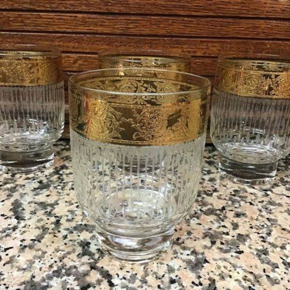 Set of 4 Culver Tyrol MCM glasses etched & gold - Picture 3 of 3